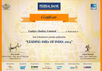 CADSYS featured as one of the leading SMEs of India 2014